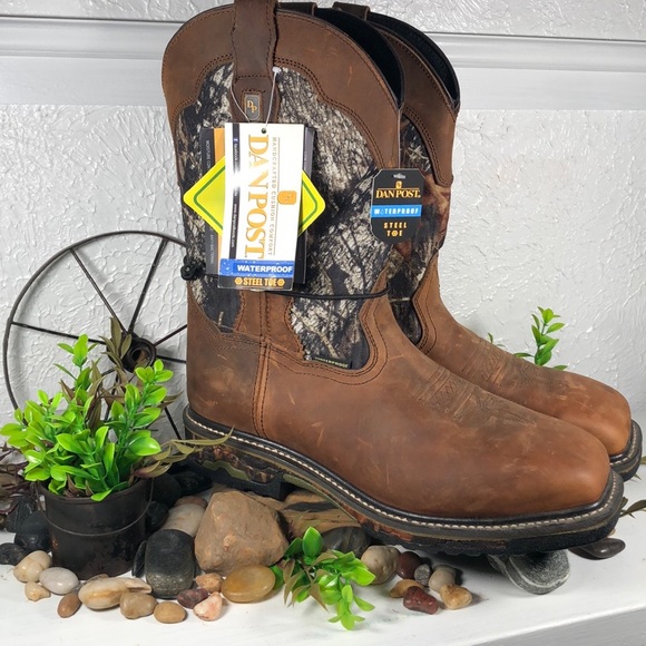 Dan Post Other - Dan Post Mens Steel Toe Camo Work Boot Distressed Leather Western Hunting Bot
